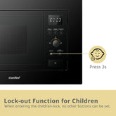 20L Black Built In Grill Microwave with Digital Control, Auto Menu & Defrost